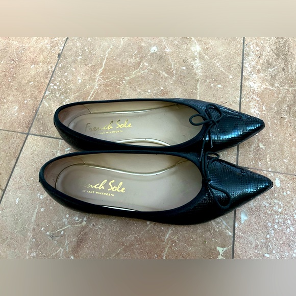 French Sole | Penelope Black Lizzard Patent | pointed-toe flats size 38 - Picture 5 of 6